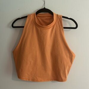 Orange, cropped workout top